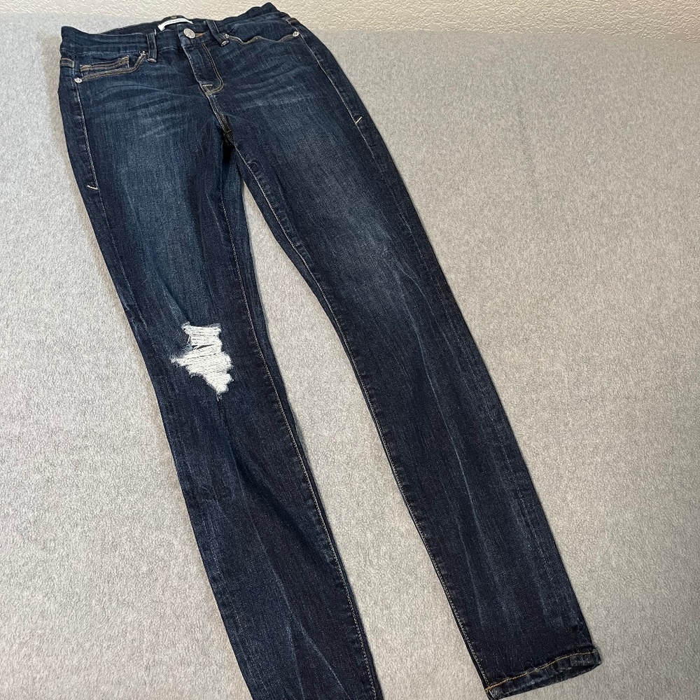 Good American Good Legs Jeans Womens Size 2 Distressed Dark Stretch Slim